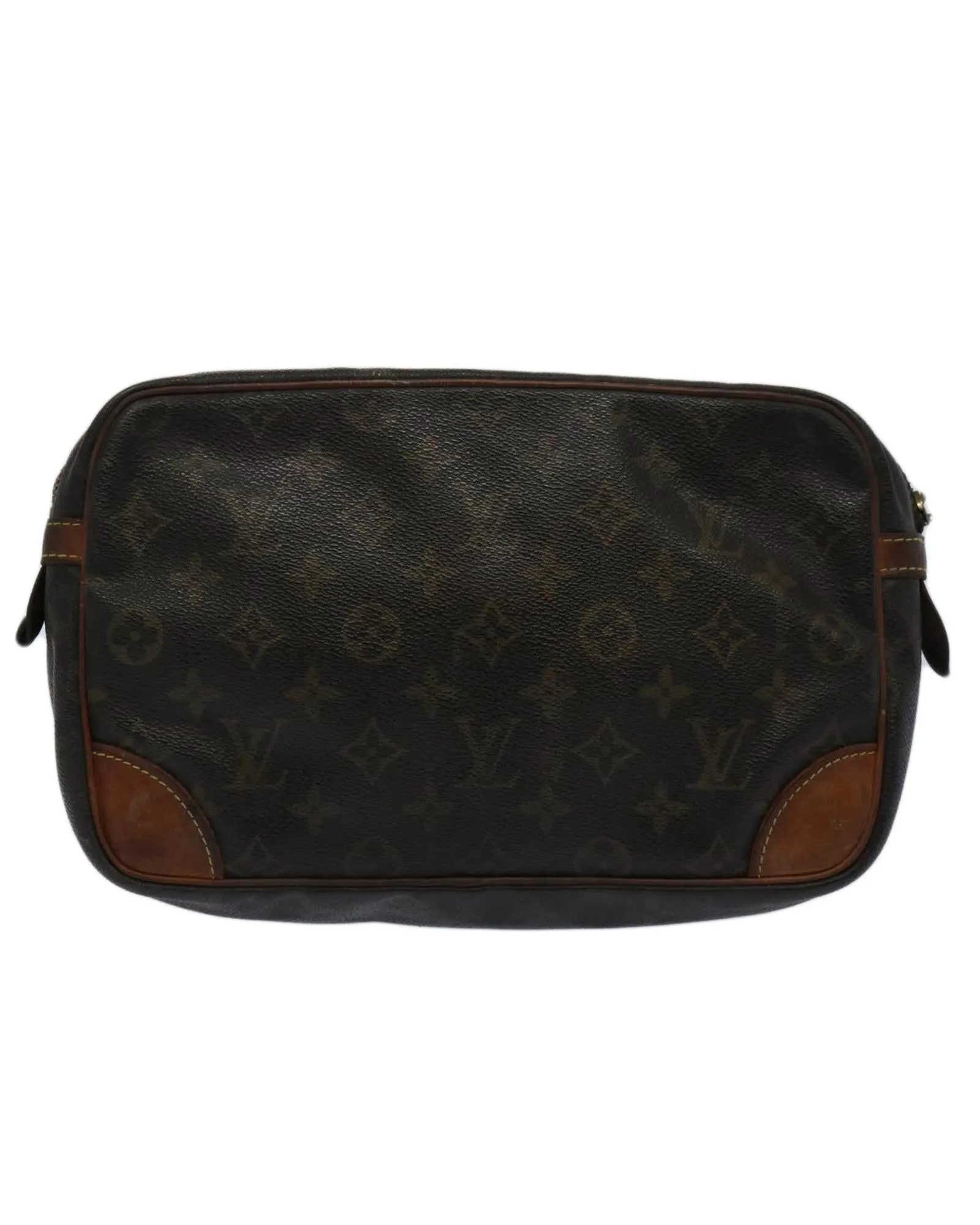 Monogram Canvas Clutch Bag with Metal Fittings and Pocket