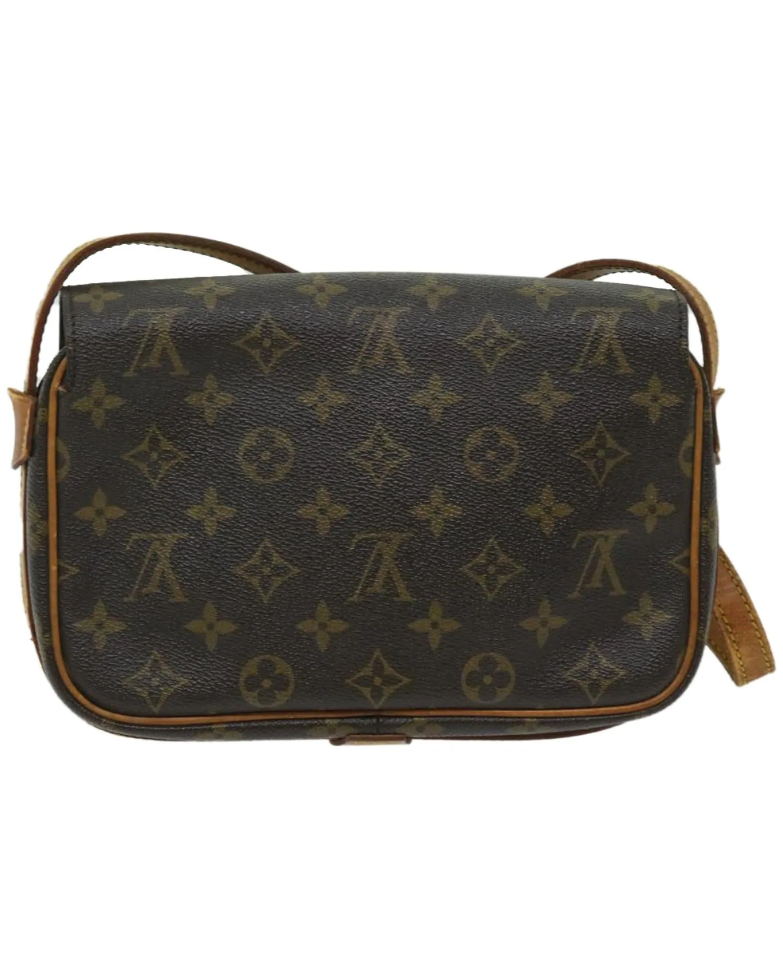 Monogram Canvas Shoulder Bag with Flap Closure and Adjustable Strap