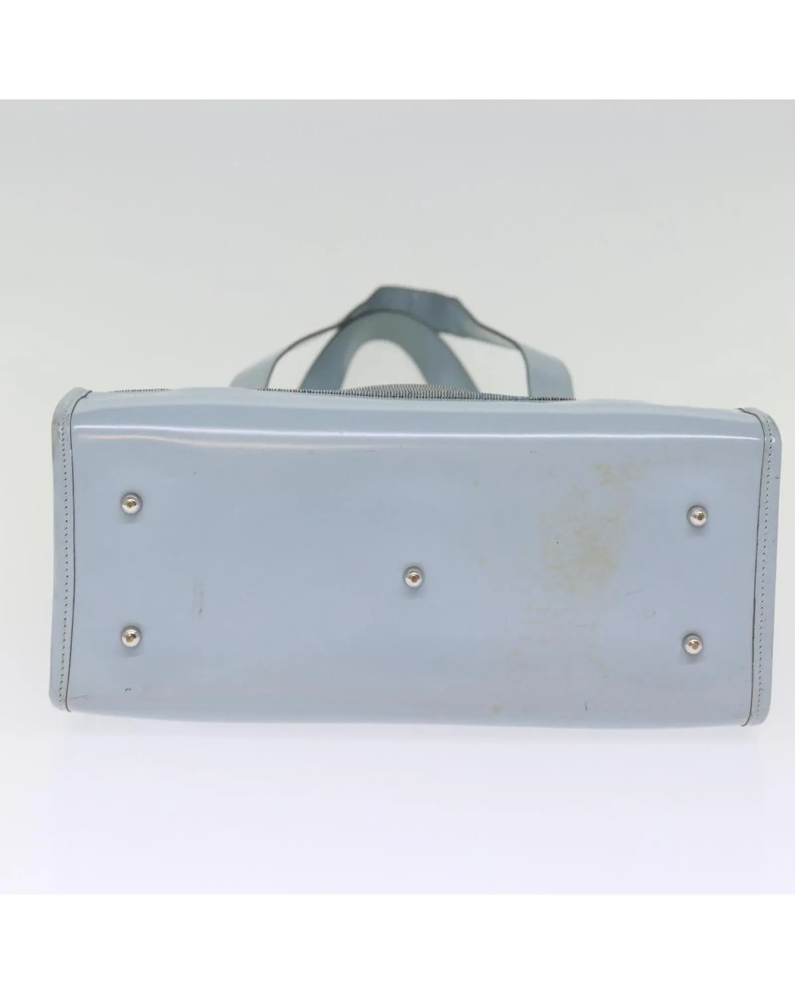 Patent Leather Shoulder Bag in Light Blue with Pouch - Authentic