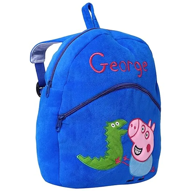 Premium Quality Soft Design Blue George Shape School Bag for Kids - 14 Inches