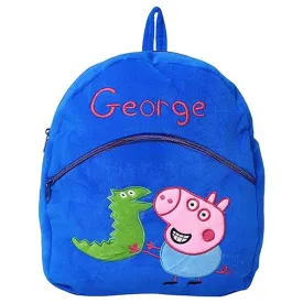 Premium Quality Soft Design Blue George Shape School Bag for Kids - 14 Inches