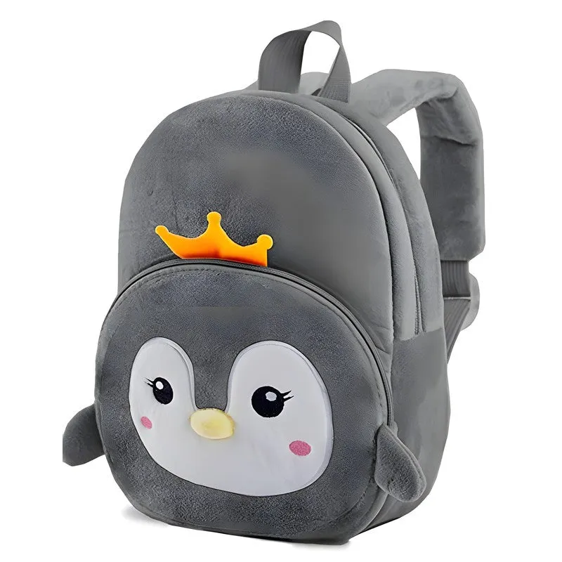 Premium Quality Soft Design Grey Kicky Cat Shape School Bag for Kids - 14 Inches