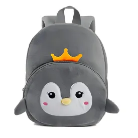 Premium Quality Soft Design Grey Kicky Cat Shape School Bag for Kids - 14 Inches