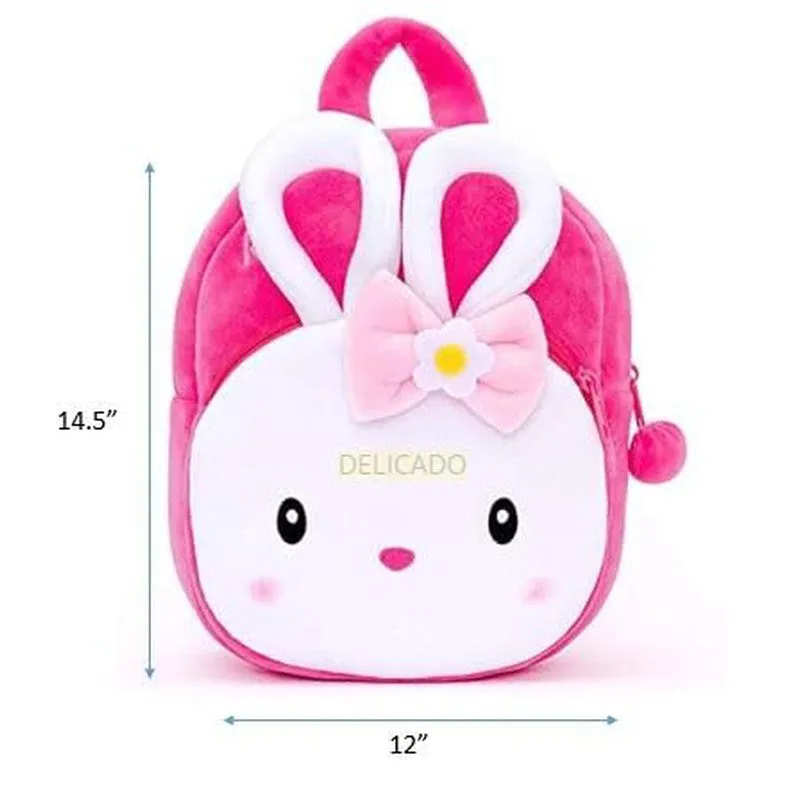 Premium Quality Soft Design Pink Konggi Rabbit School Bag for Kids - 14 Inches