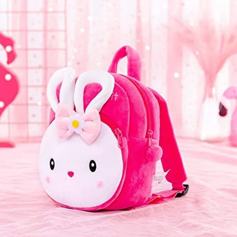 Premium Quality Soft Design Pink Konggi Rabbit School Bag for Kids - 14 Inches