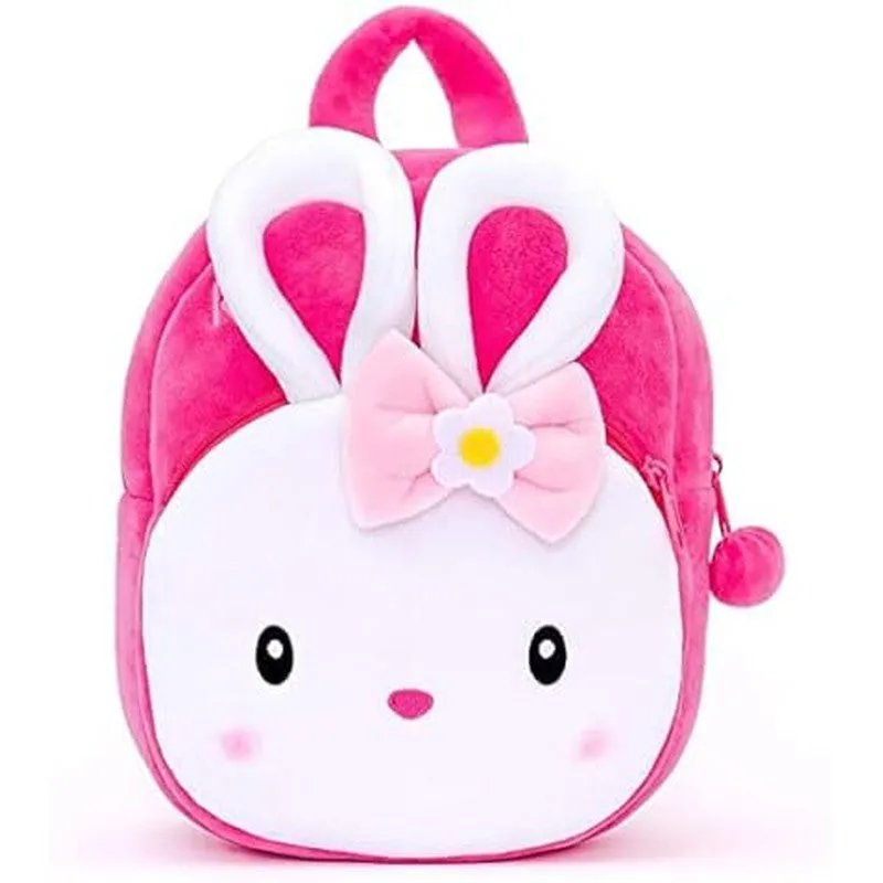 Premium Quality Soft Design Pink Konggi Rabbit School Bag for Kids - 14 Inches