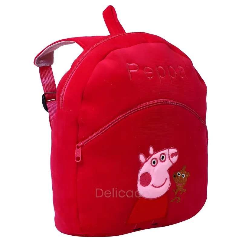 Premium Quality Soft Design Rani Peppa Shape School Bag for Kids - 14 Inches