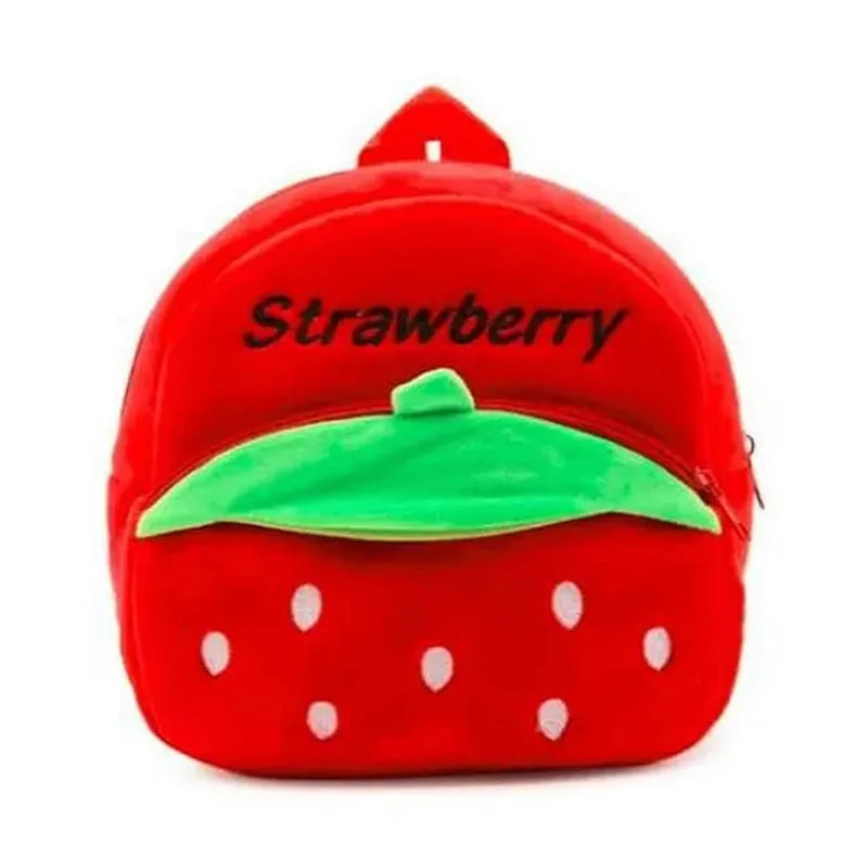 Premium Quality Soft Design Red Strawberry School Bag for Kids - 14 Inches