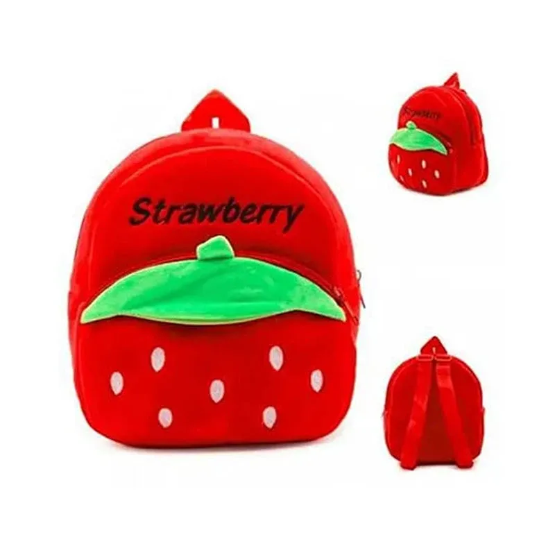 Premium Quality Soft Design Red Strawberry School Bag for Kids - 14 Inches