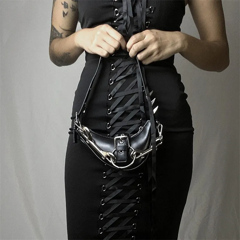 Punk Sparks Rock Buckles Shoulder Rivets Metal Gothic Crossbody Bag