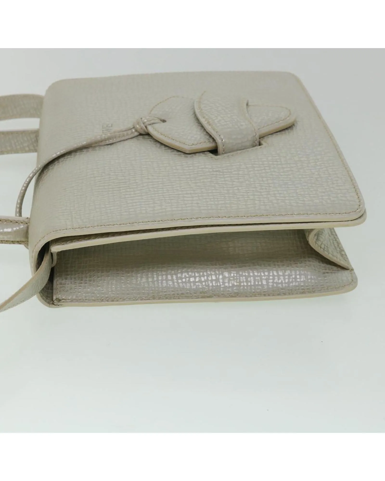 Silver Leather Hand Bag with Shoulder Strap