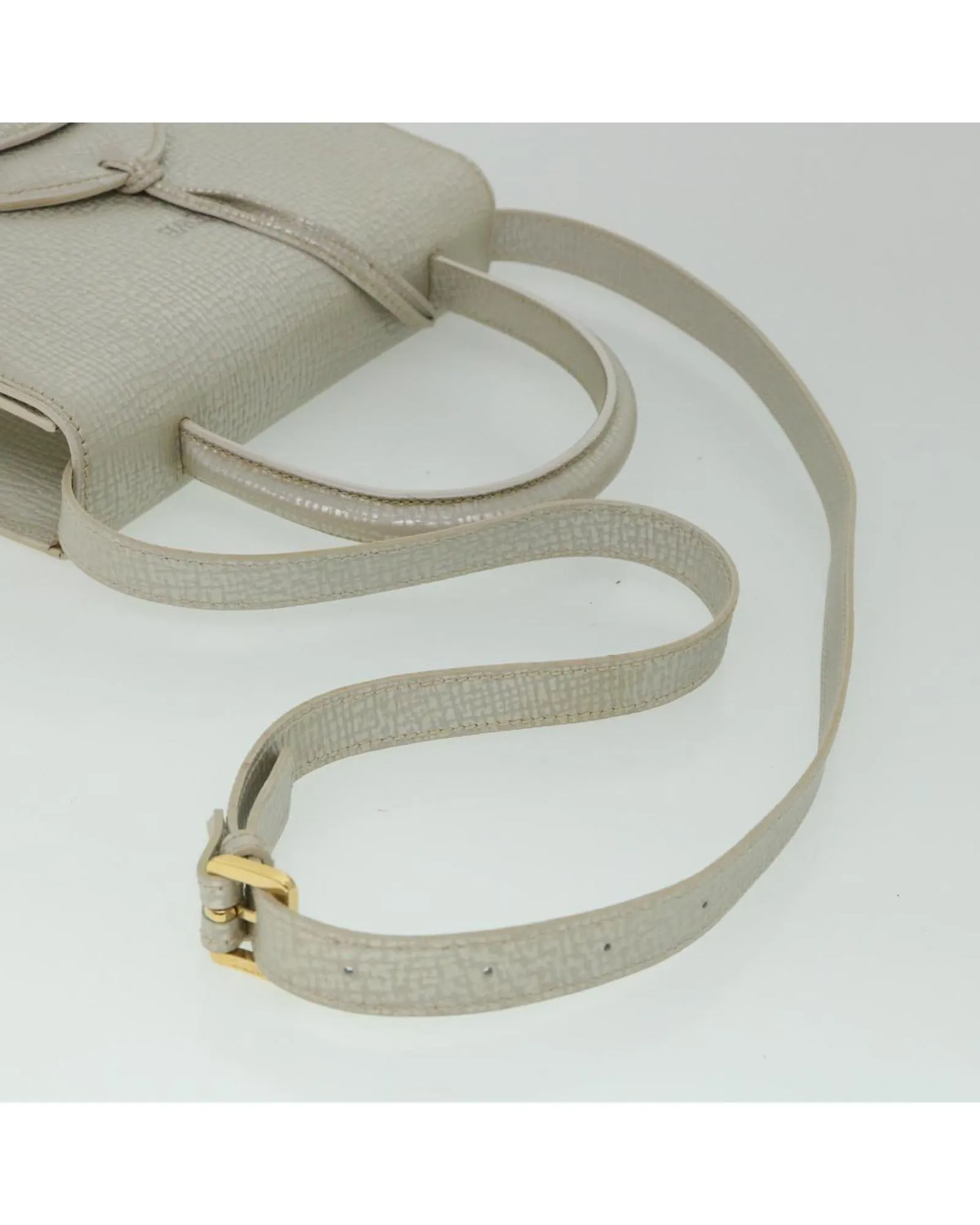 Silver Leather Hand Bag with Shoulder Strap