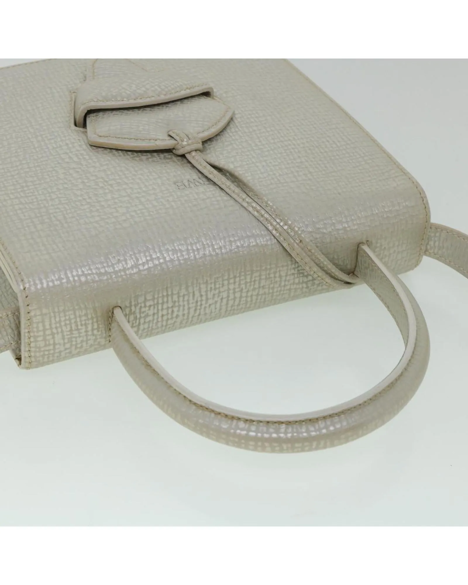 Silver Leather Hand Bag with Shoulder Strap