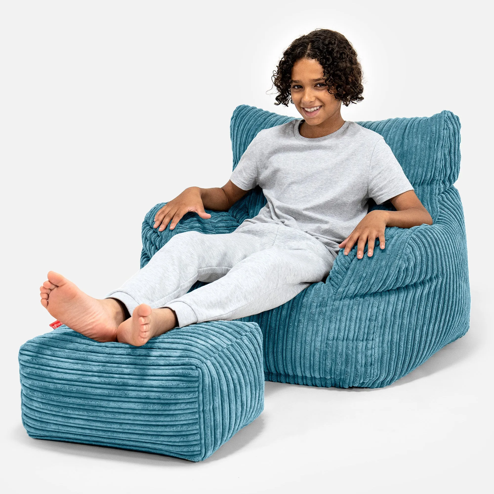 Teens Bean Bag Armchair 6-14 yr - Cord Aegean Blue