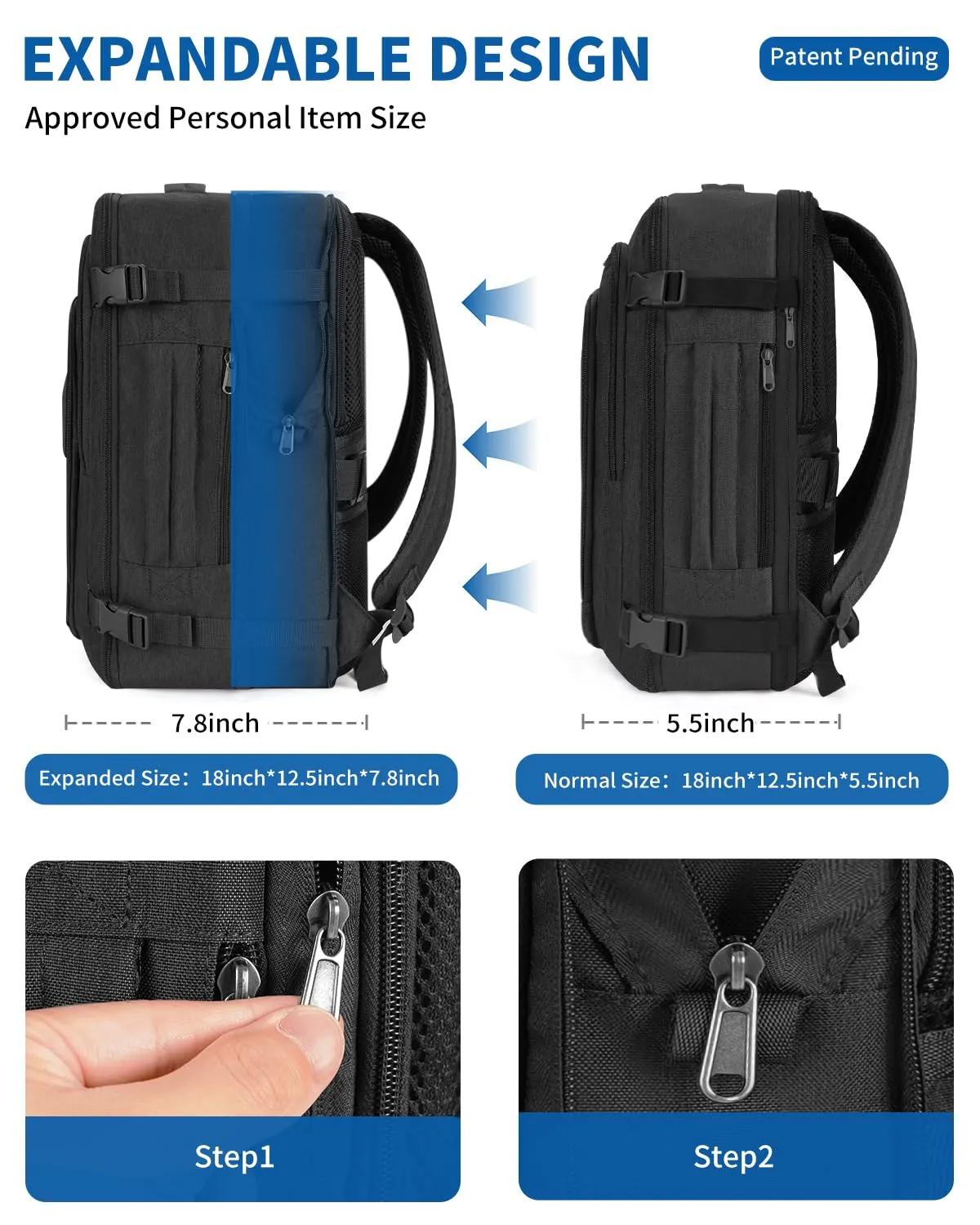 WANDF Expandable 17 Inch Travel Laptop Backpack