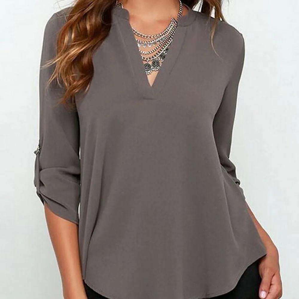 Womens V Neck Quarter Sleeve Top