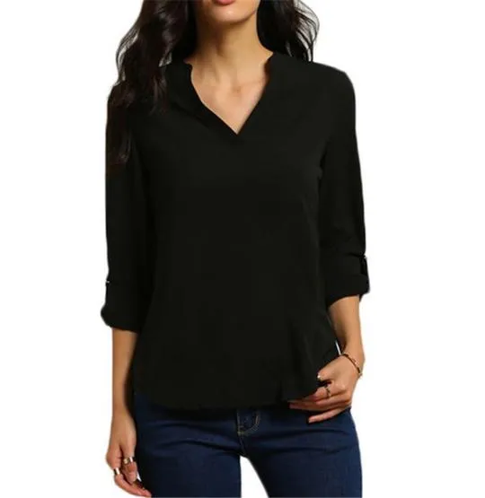 Womens V Neck Quarter Sleeve Top