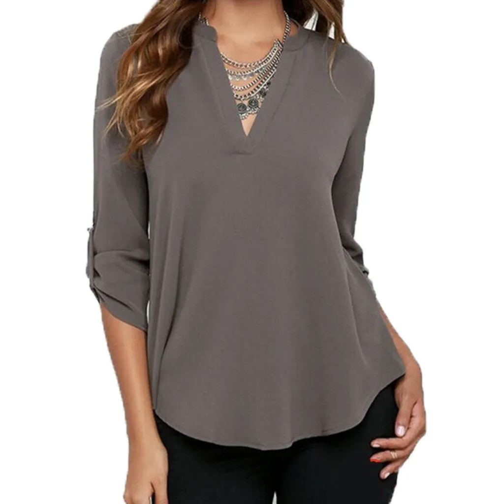 Womens V Neck Quarter Sleeve Top