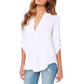 Womens V Neck Quarter Sleeve Top