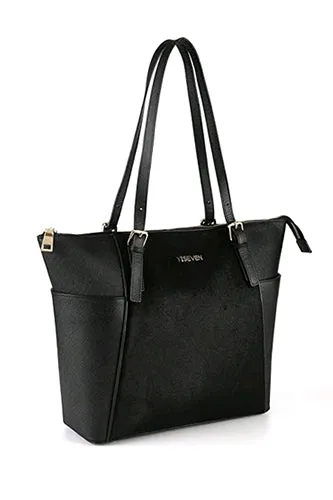 YISEVEN Womens Black Leather Handbag, Genuine Cowhide & Horse Hair