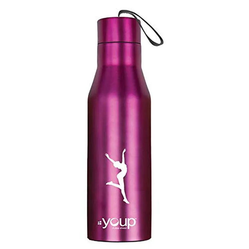 Youp Stainless Steel Metallic Pink Color Sports Series Bottle Hyper - 750 Ml