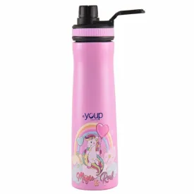 Youp Stainless steel pink color Unicorn kids water bottle EURO - 750 ml