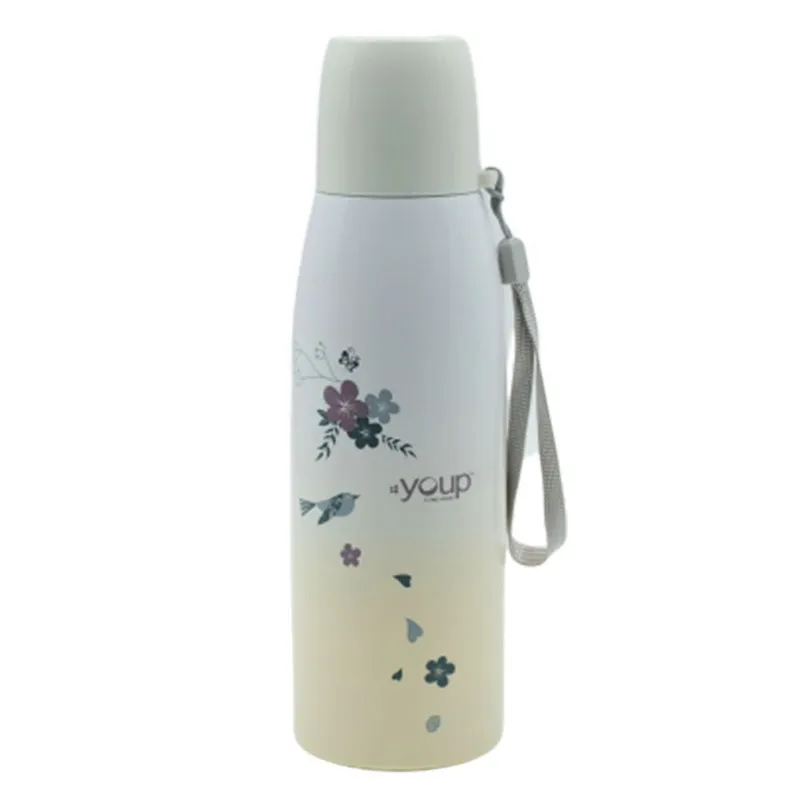 Youp Thermosteel Insulated Black Color Water Bottle with cup cap - 500 ml