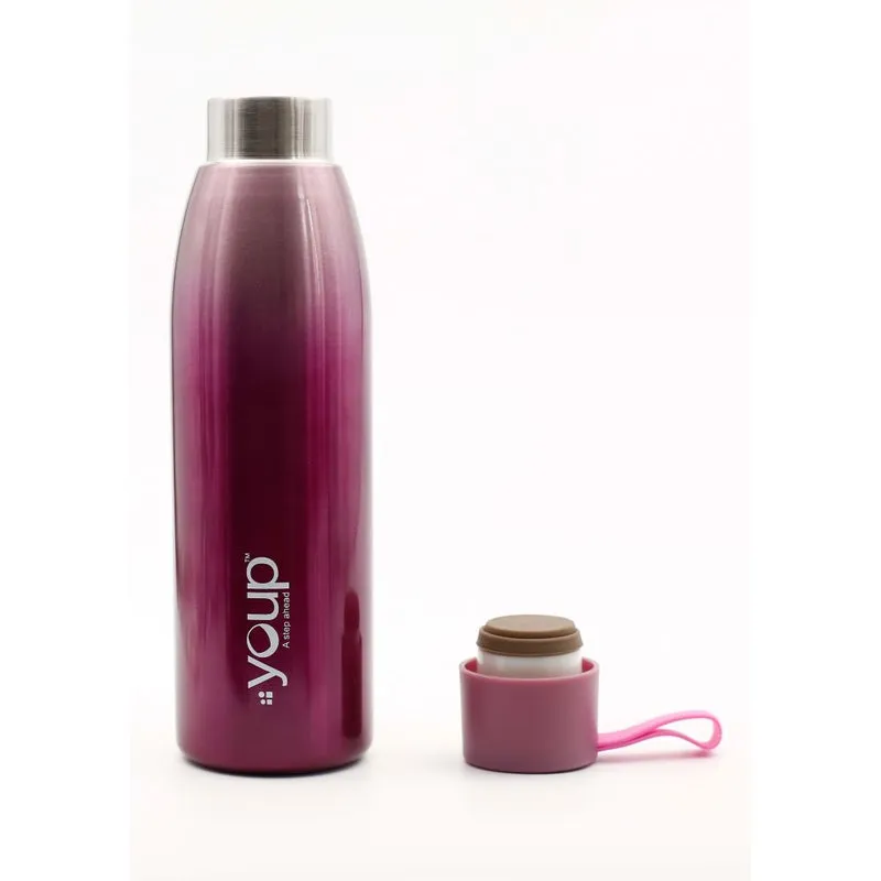 Youp Thermosteel Insulated Matallic Pink Color Water Bottle SHADE - 500 ml